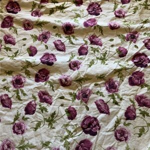 Vintage Floral Fuchsia Purple and Green flatsheet Queen Bedding 100% cotton